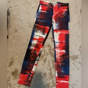 Abstract Red and Blue Women's Jeans